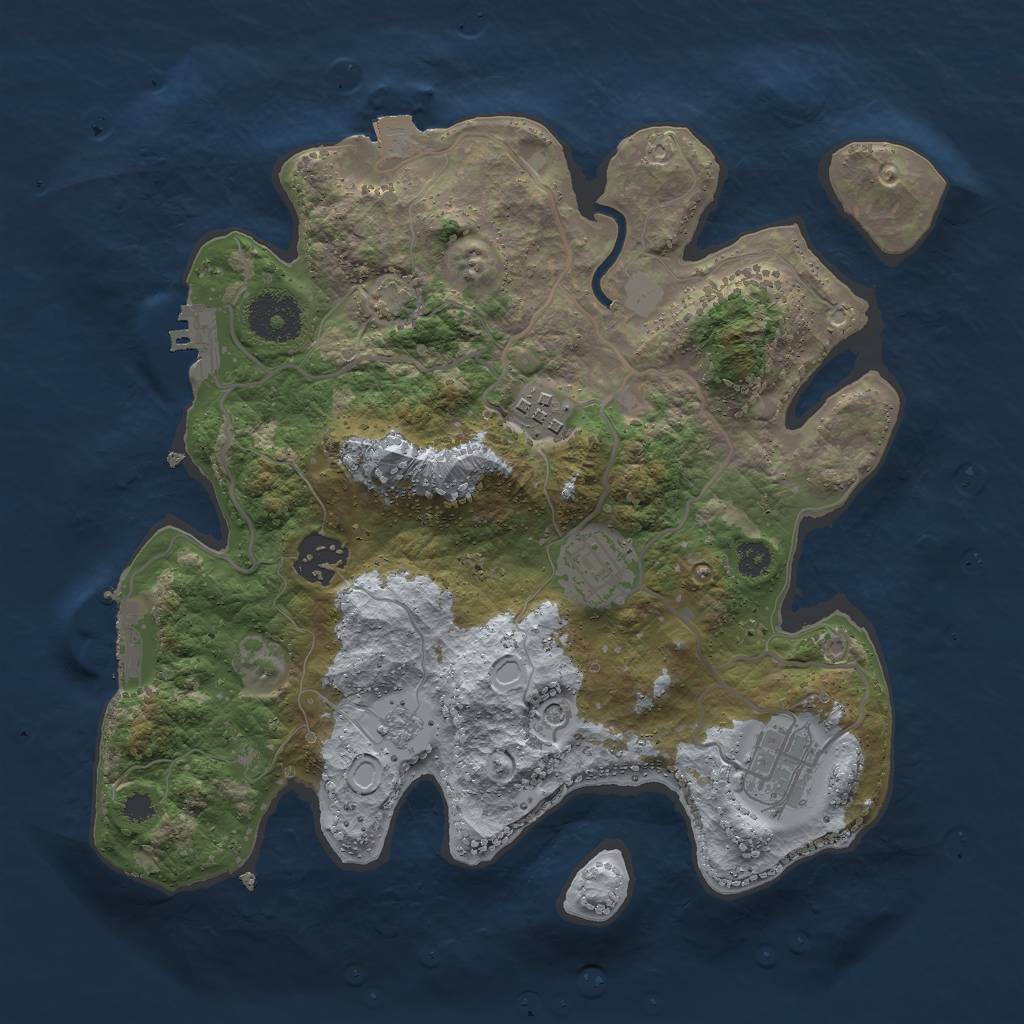 Rust Map: Procedural Map, Size: 3000, Seed: 1963606178, 12 Monuments