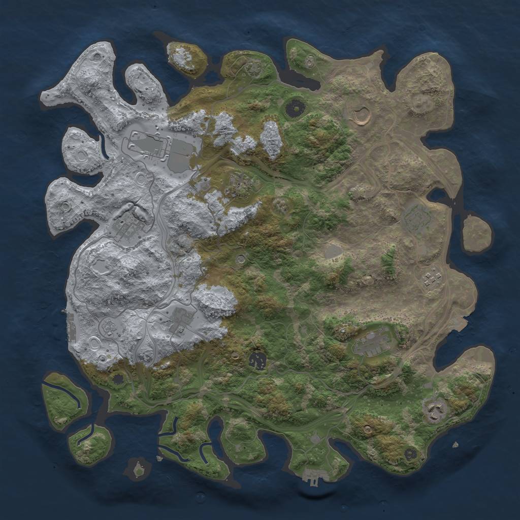 Rust Map: Procedural Map, Size: 4250, Seed: 1330787585, 18 Monuments