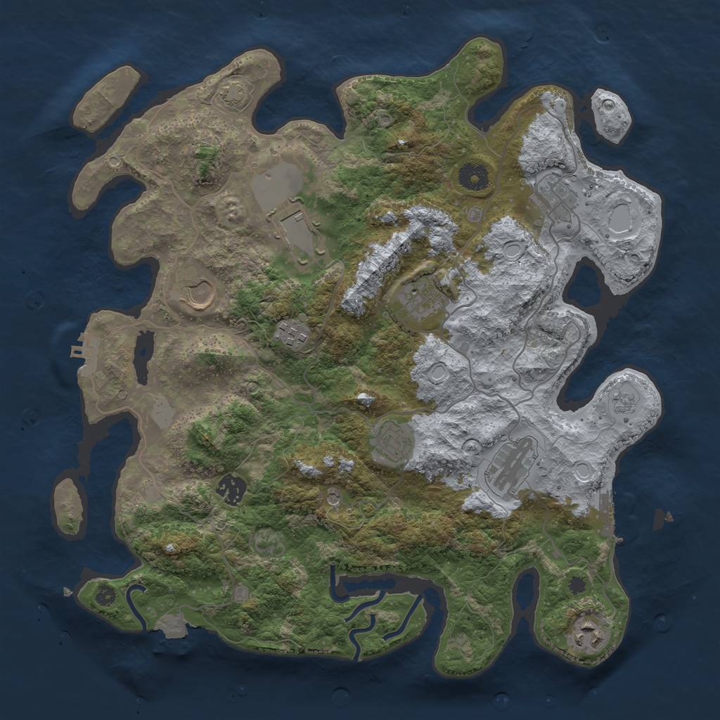 Rust Map: Procedural Map, Size: 3677, Seed: 89397472, 17 Monuments