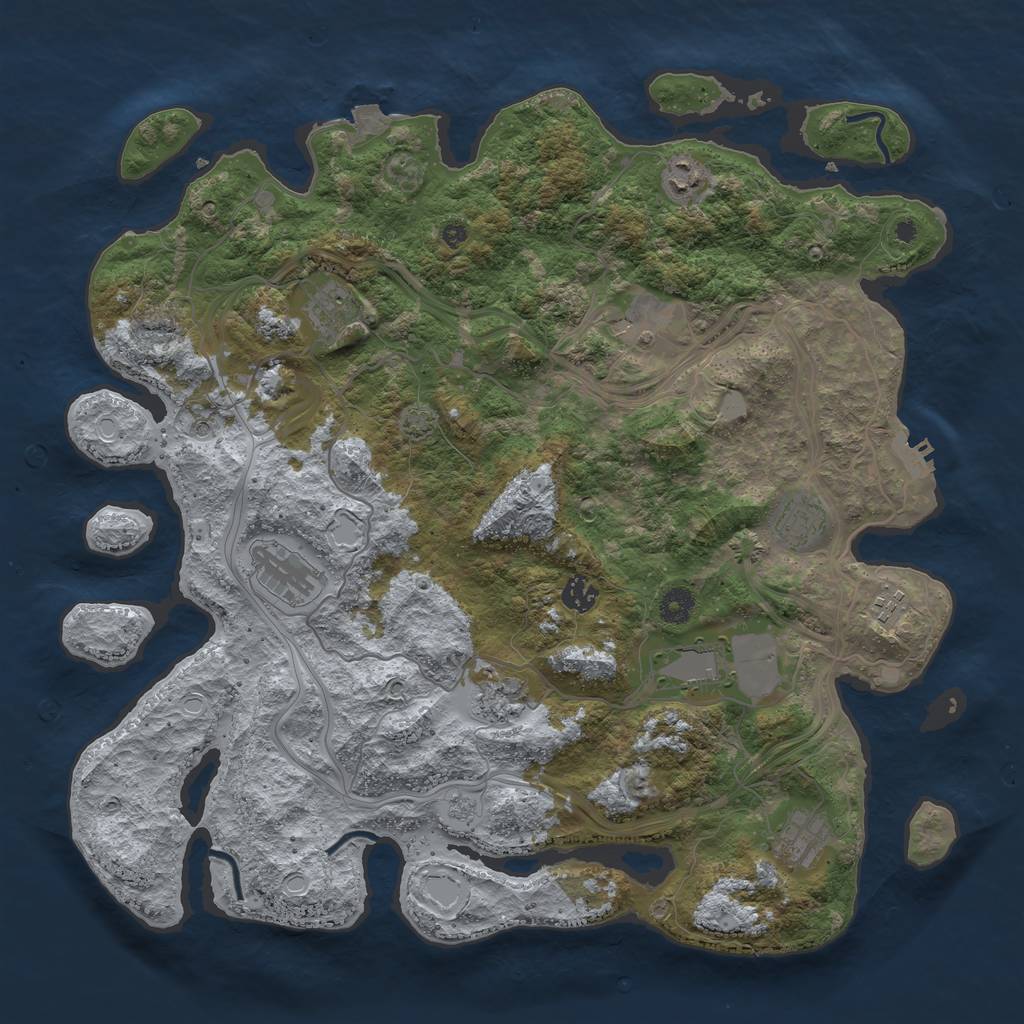 Rust Map: Procedural Map, Size: 4250, Seed: 839378844, 17 Monuments
