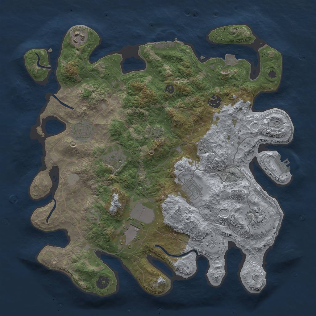 Rust Map: Procedural Map, Size: 3600, Seed: 1416895, 16 Monuments