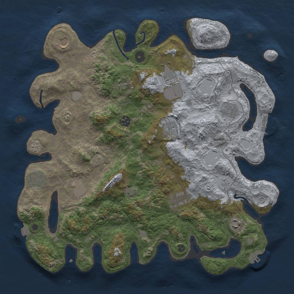 Rust Map: Procedural Map, Size: 4096, Seed: 4206988, 19 Monuments