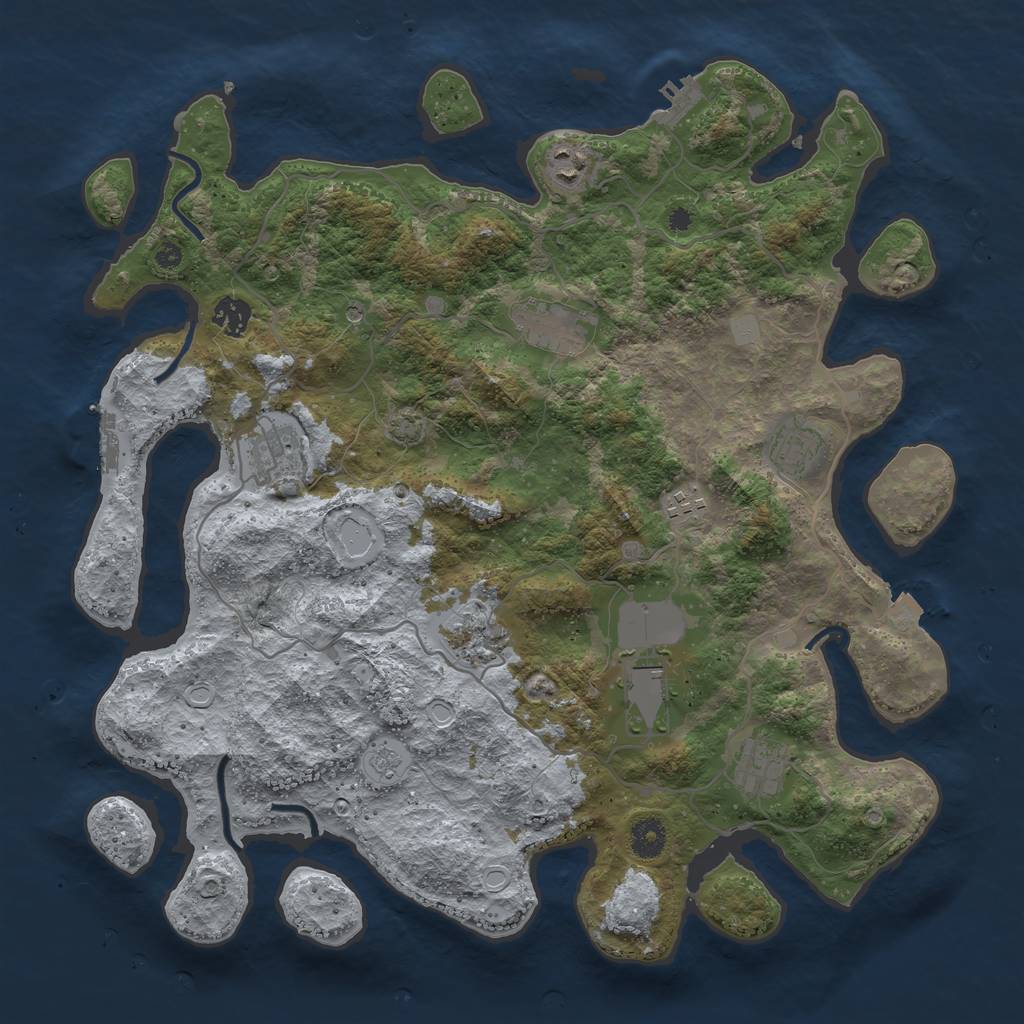 Rust Map: Procedural Map, Size: 4000, Seed: 834756, 17 Monuments