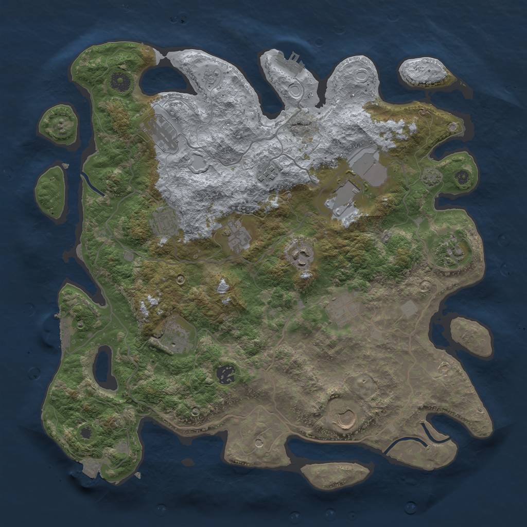 Rust Map: Procedural Map, Size: 4000, Seed: 1642447947, 19 Monuments