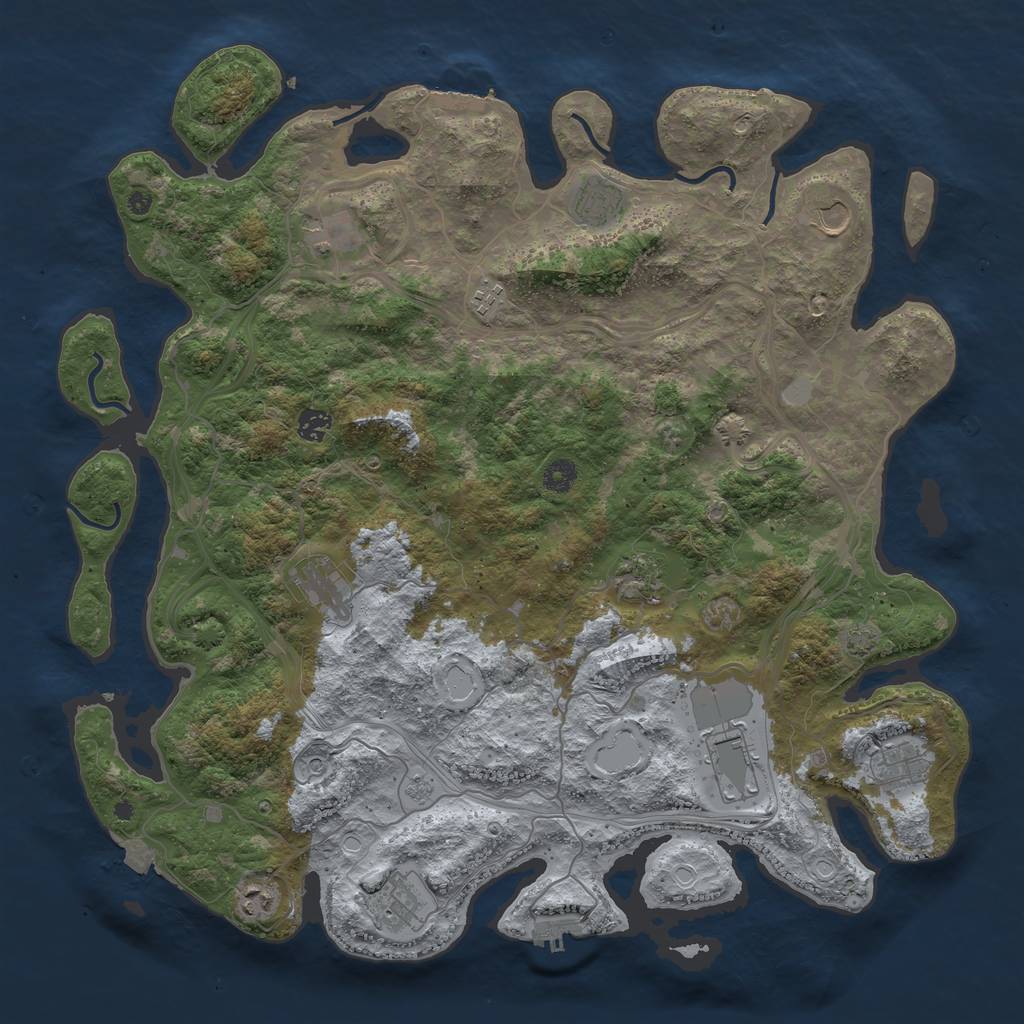 Rust Map: Procedural Map, Size: 4500, Seed: 747588430, 19 Monuments