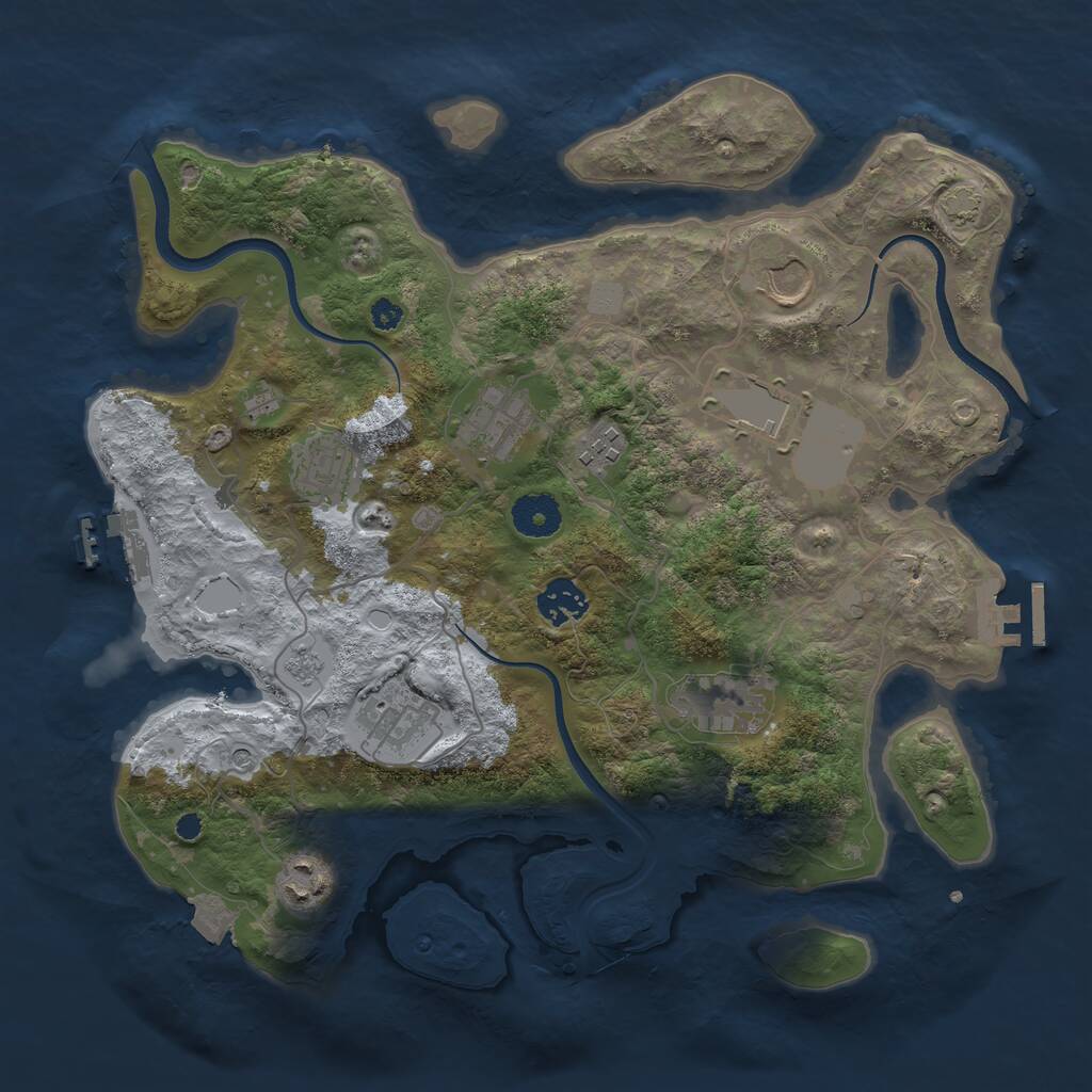 Rust Map: Procedural Map, Size: 3500, Seed: 2147054822, 15 Monuments