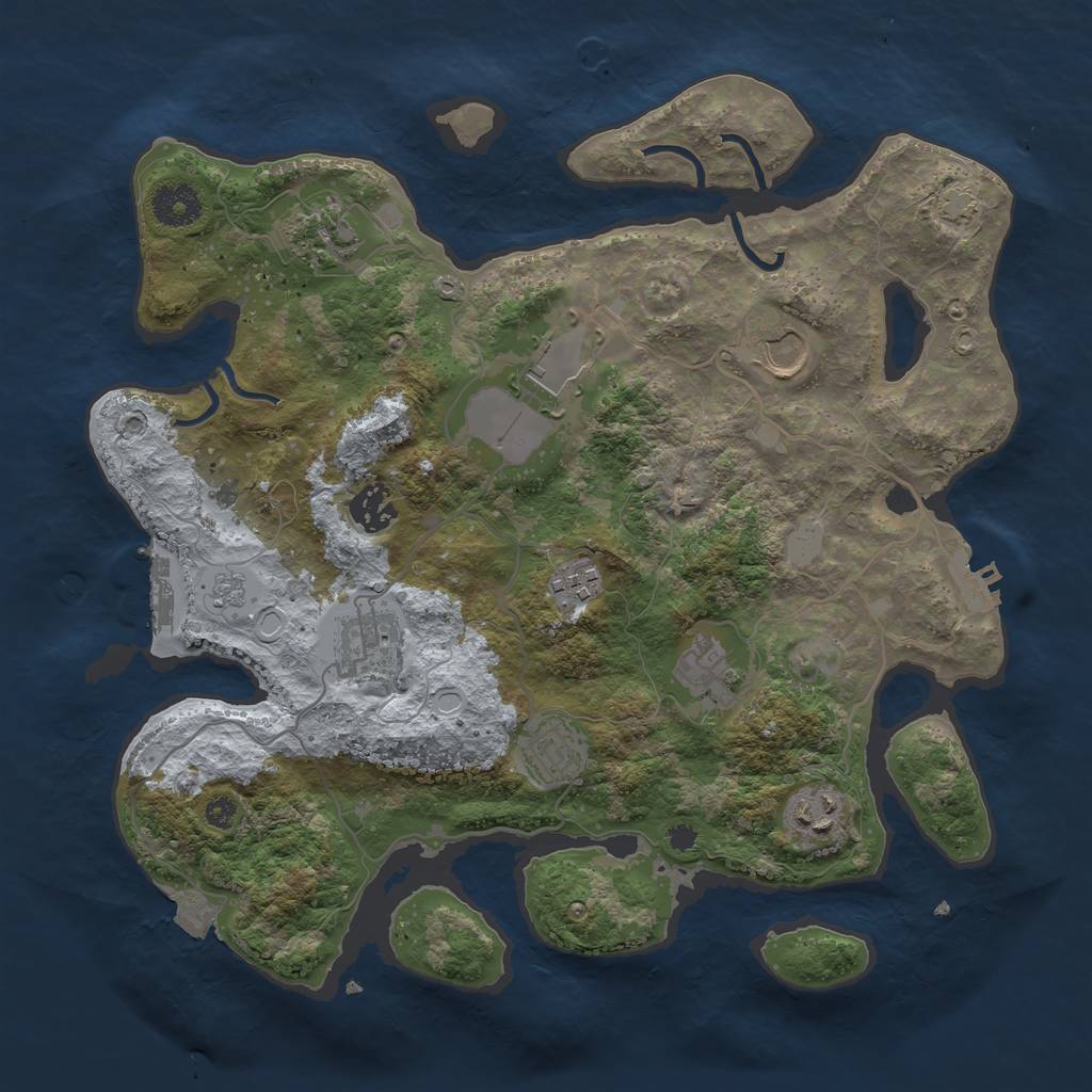 Rust Map: Procedural Map, Size: 3500, Seed: 2147054822, 16 Monuments