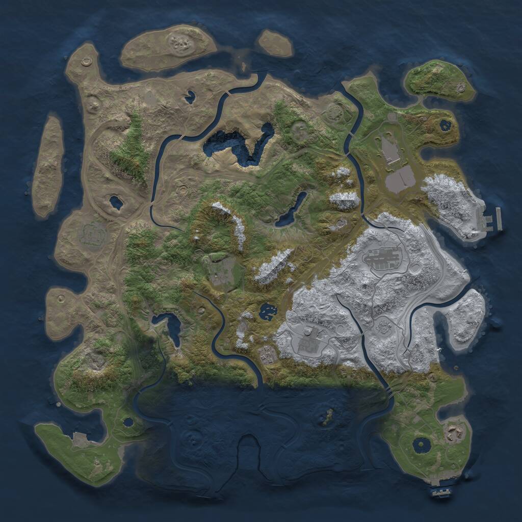 Rust Map: Procedural Map, Size: 4500, Seed: 623144258, 14 Monuments