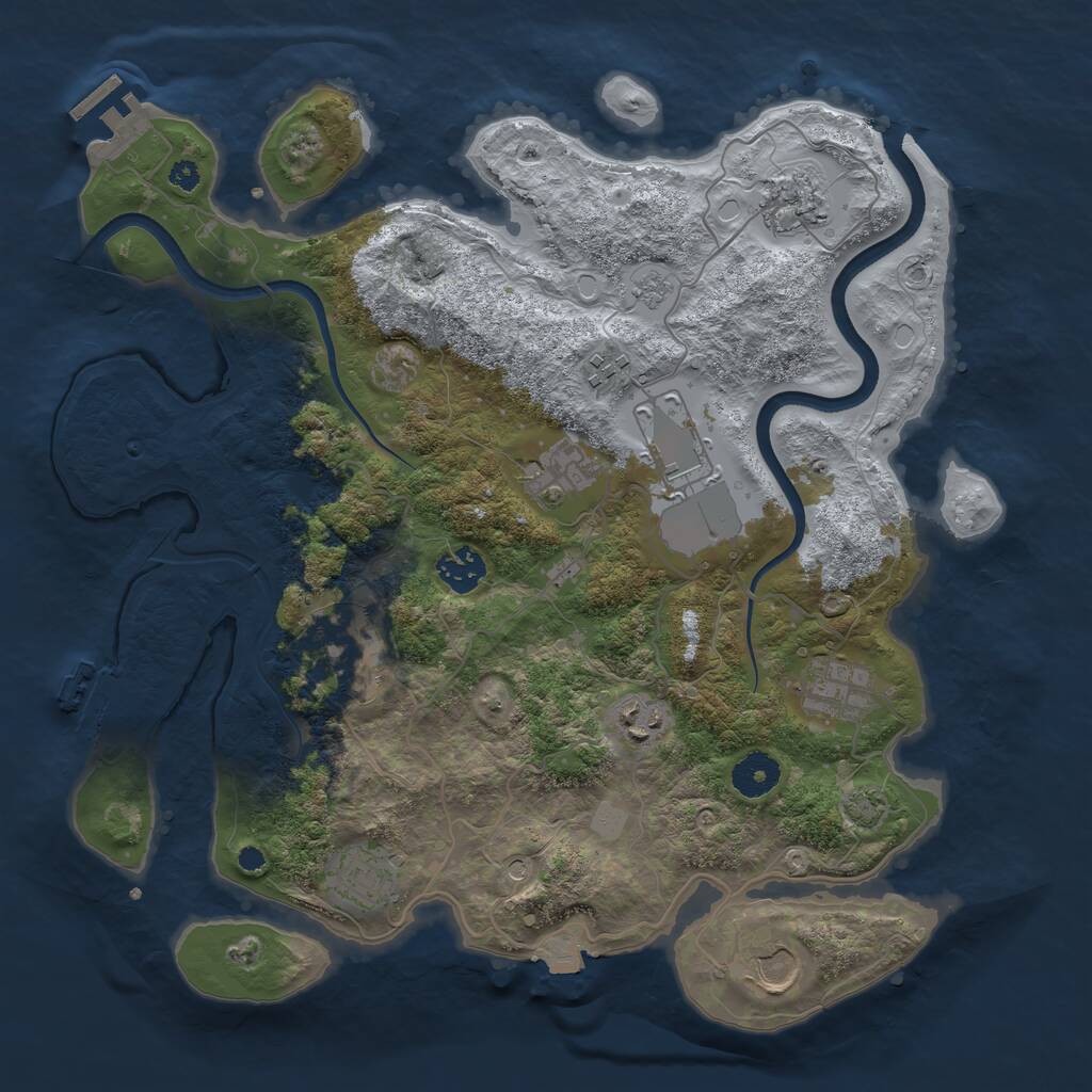 Rust Map: Procedural Map, Size: 3600, Seed: 1123, 16 Monuments