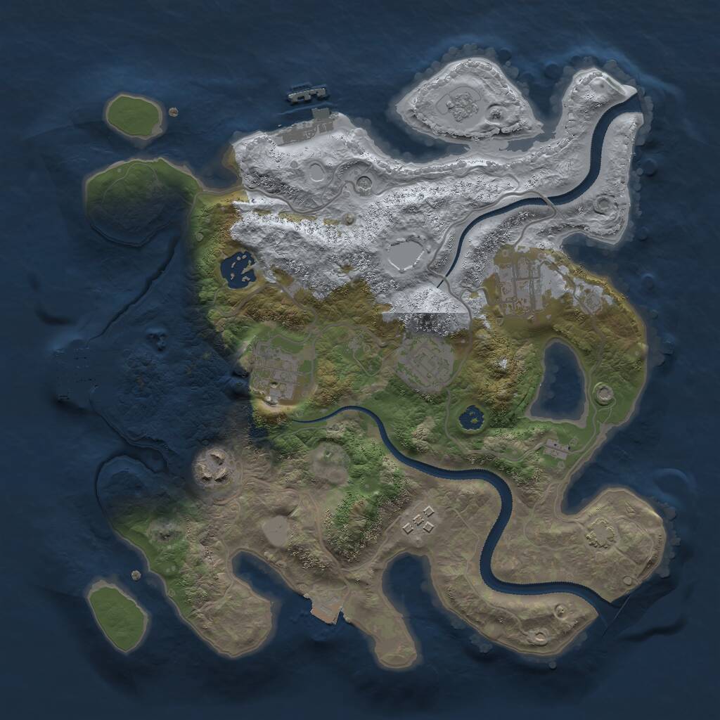 Rust Map: Procedural Map, Size: 3000, Seed: 43796, 12 Monuments