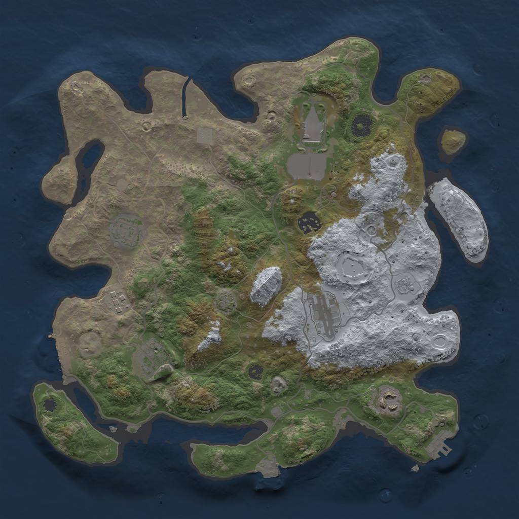 Rust Map: Procedural Map, Size: 3500, Seed: 431283871, 15 Monuments