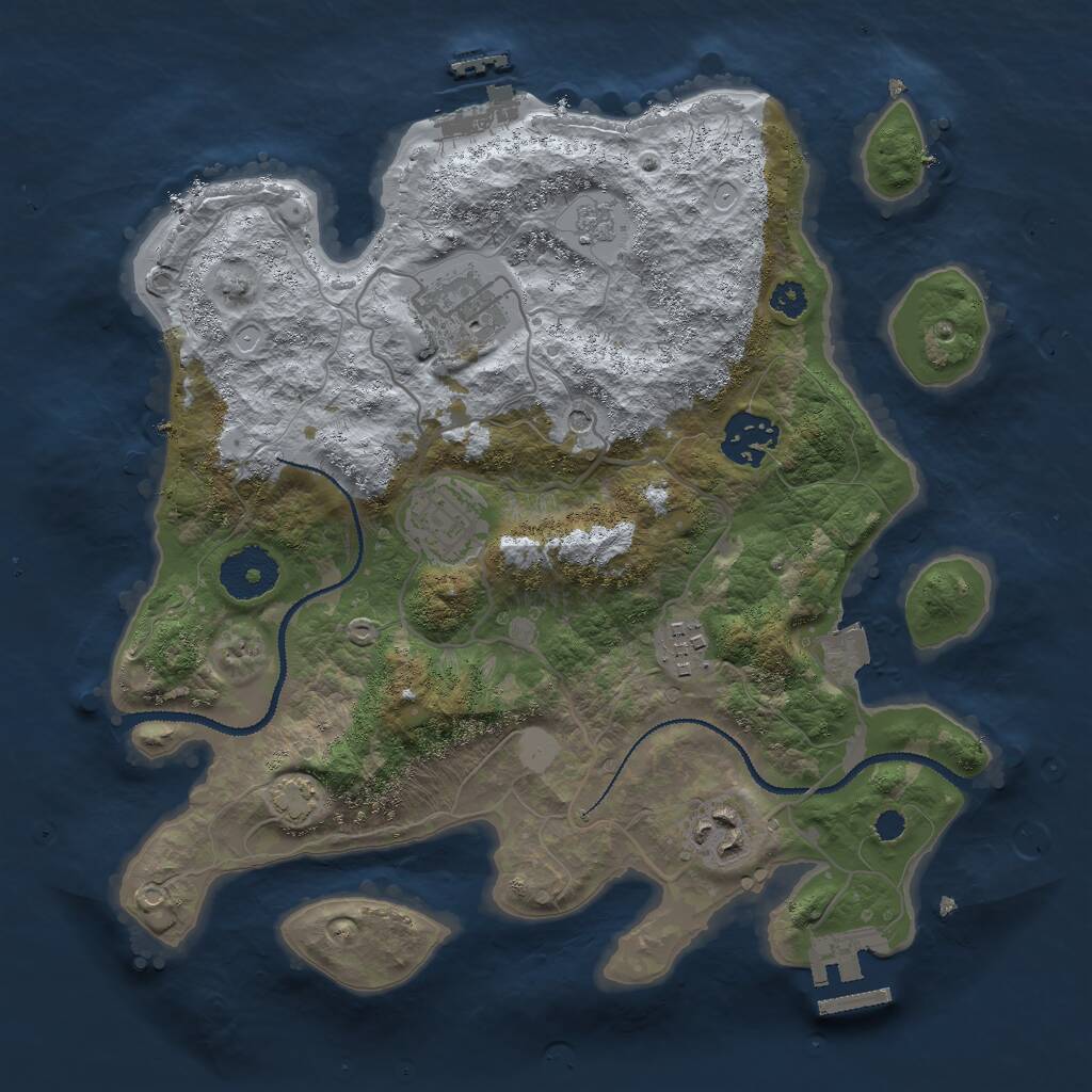Rust Map: Procedural Map, Size: 3000, Seed: 1623457, 11 Monuments