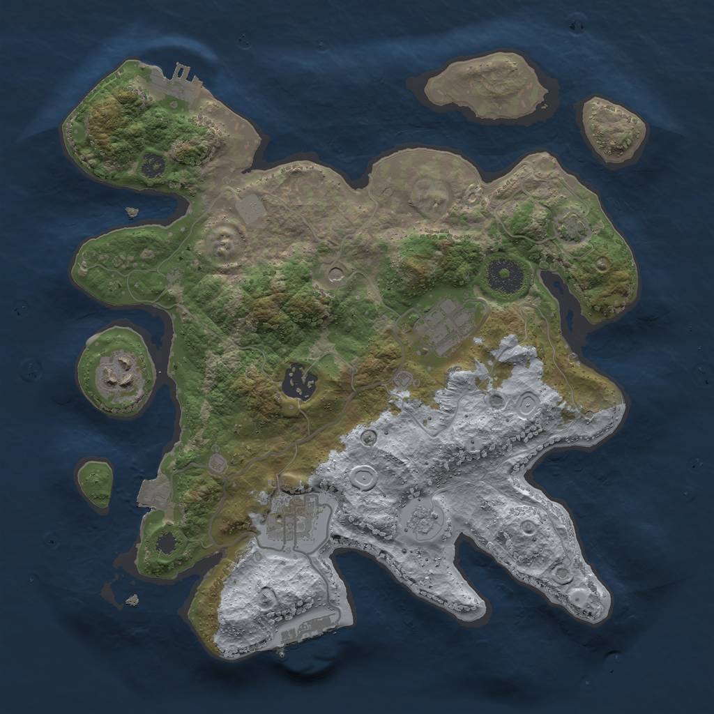 Rust Map: Procedural Map, Size: 3000, Seed: 1831, 12 Monuments