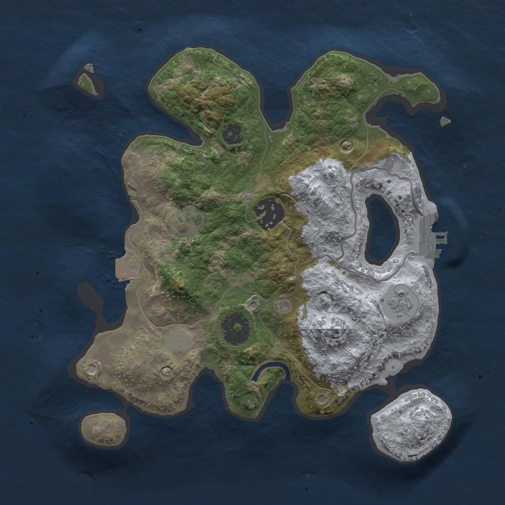 Rust Map: Procedural Map, Size: 2500, Seed: 604121867, 6 Monuments