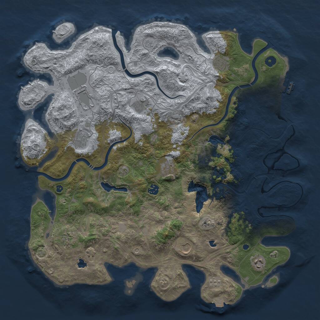 Rust Map: Procedural Map, Size: 4500, Seed: 1868196601, 15 Monuments