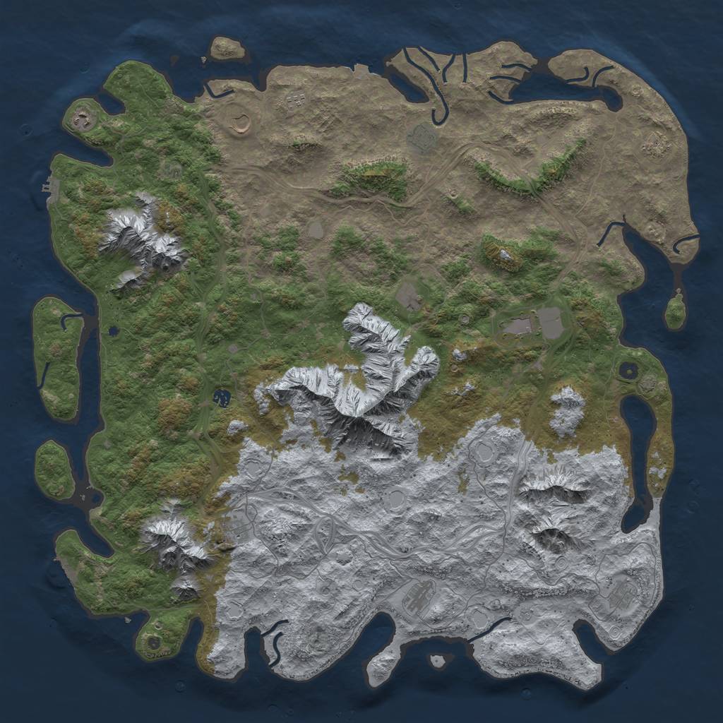 Rust Map: Procedural Map, Size: 6000, Seed: 1256176309, 19 Monuments