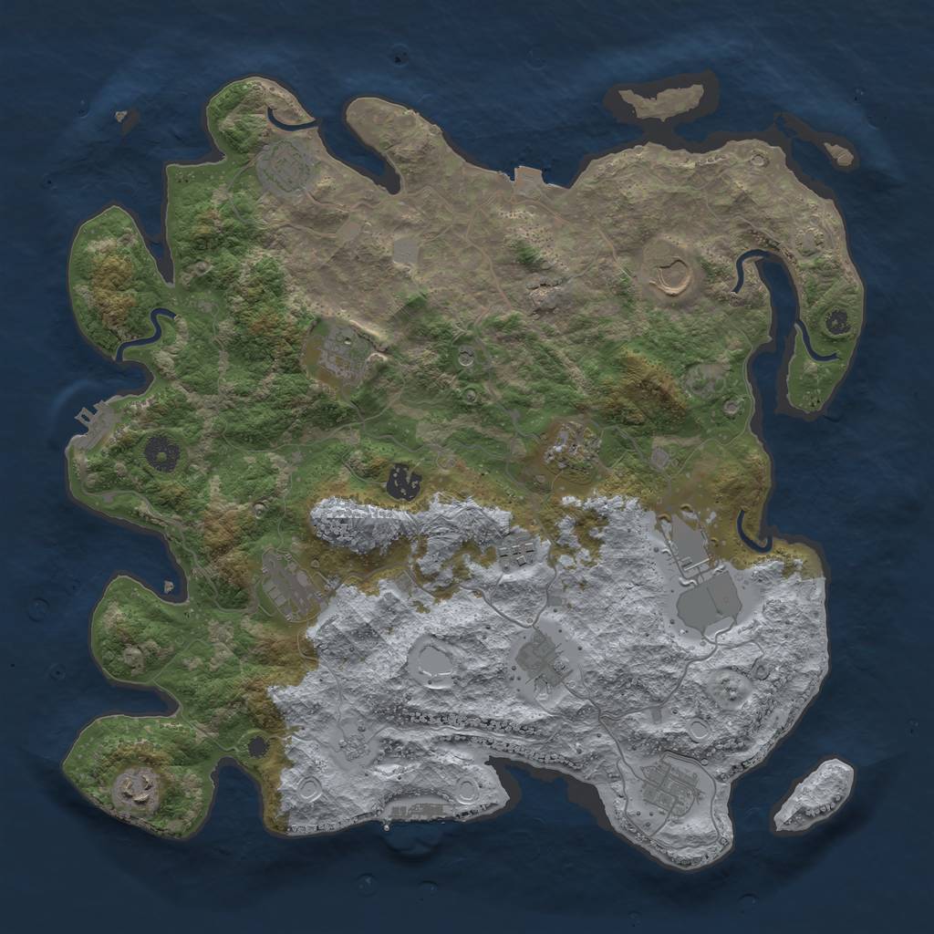 Rust Map: Procedural Map, Size: 3950, Seed: 1811149824, 19 Monuments