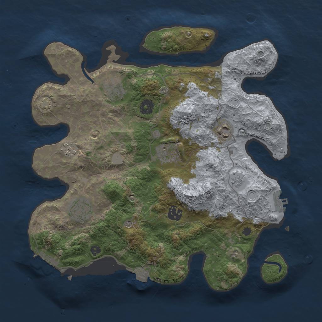 Rust Map: Procedural Map, Size: 3250, Seed: 1104681326, 14 Monuments