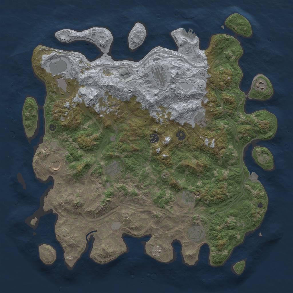 Rust Map: Procedural Map, Size: 4500, Seed: 1969540673, 18 Monuments