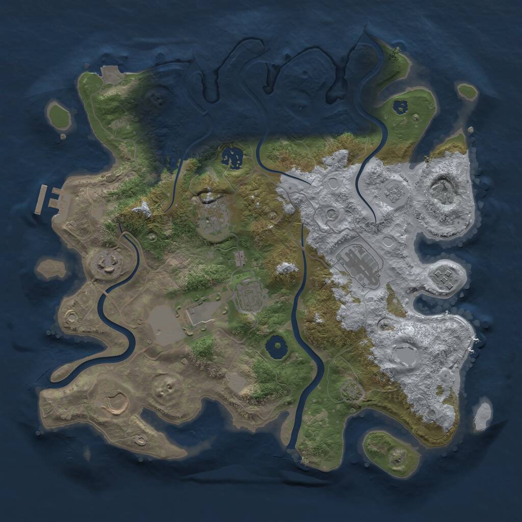 Rust Map: Procedural Map, Size: 3500, Seed: 152936401, 13 Monuments