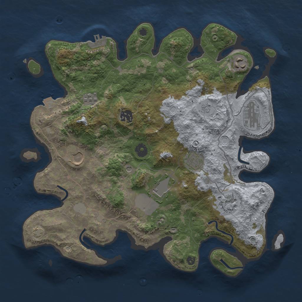 Rust Map: Procedural Map, Size: 3500, Seed: 152936401, 15 Monuments