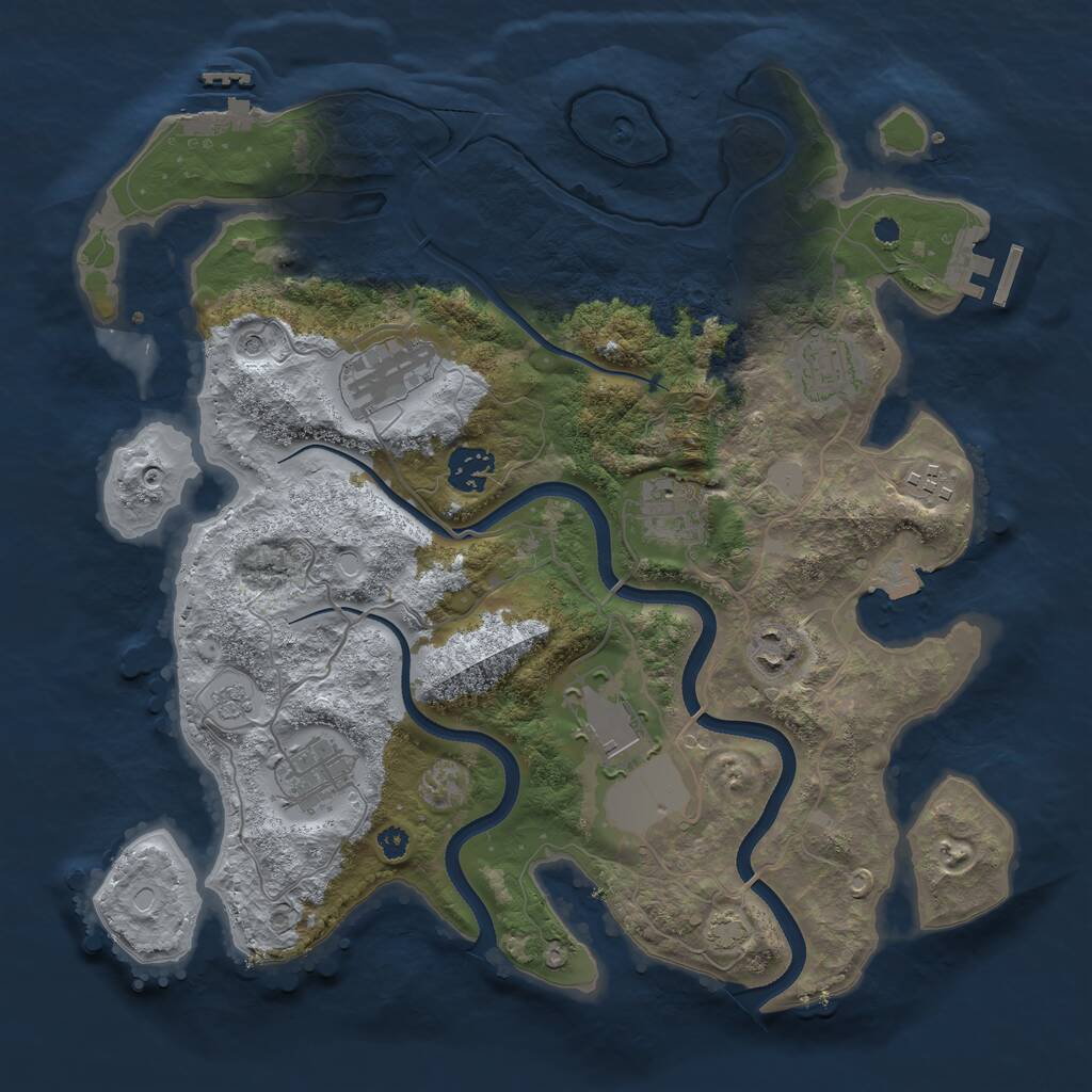 Rust Map: Procedural Map, Size: 3500, Seed: 2061985040, 14 Monuments