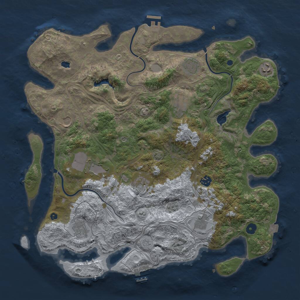 Rust Map: Procedural Map, Size: 4250, Seed: 730546216, 16 Monuments