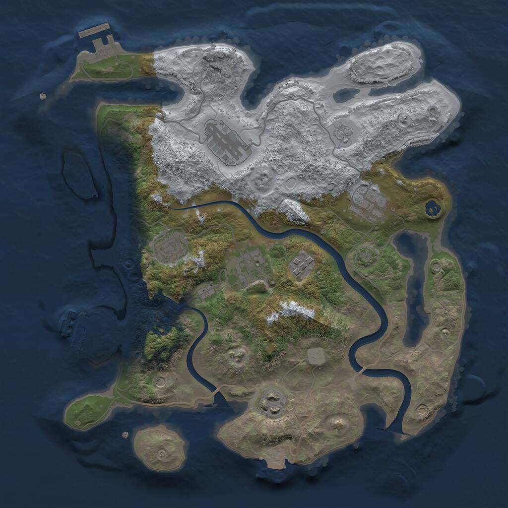 Rust Map: Procedural Map, Size: 3250, Seed: 287147365, 12 Monuments