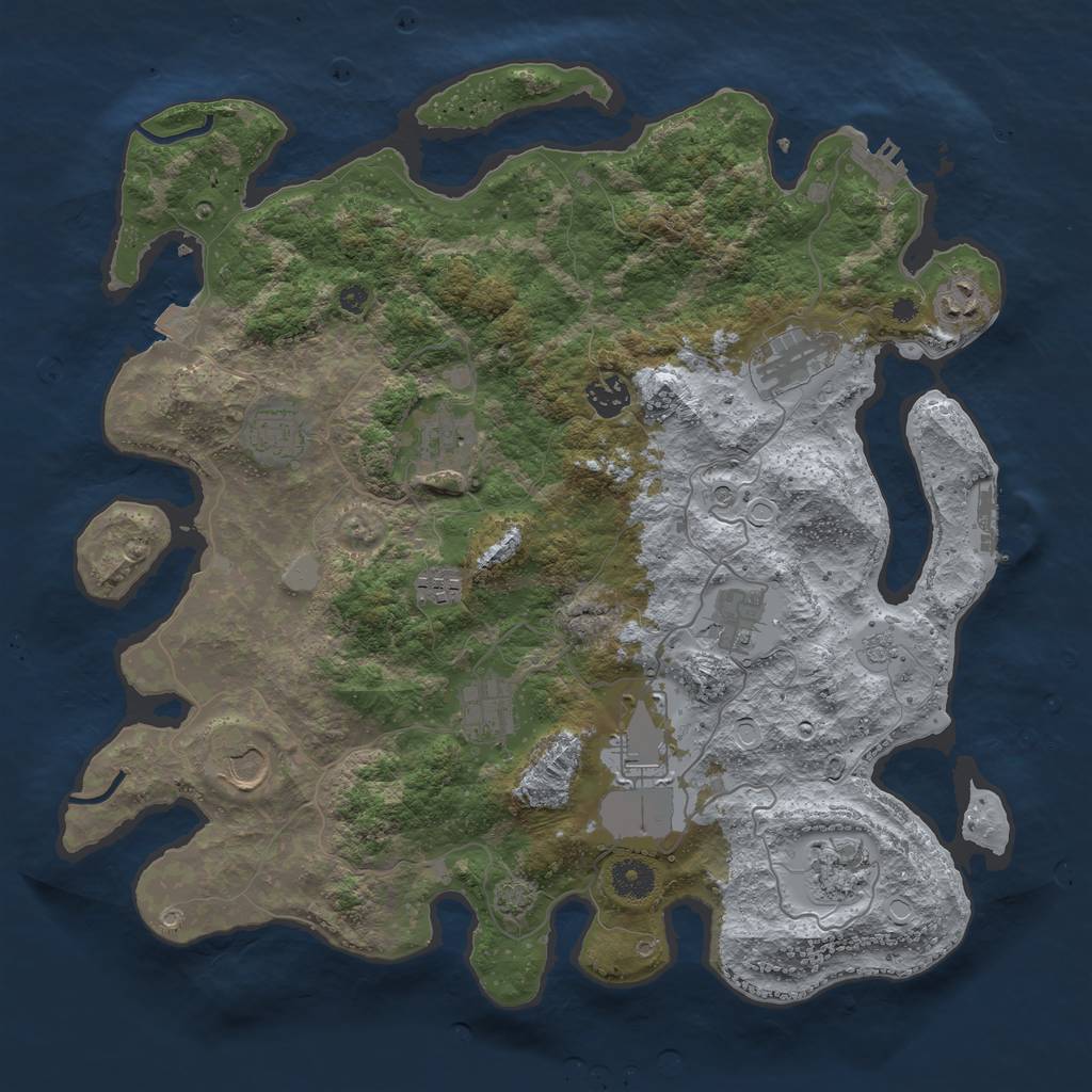 Rust Map: Procedural Map, Size: 3900, Seed: 211880125, 19 Monuments