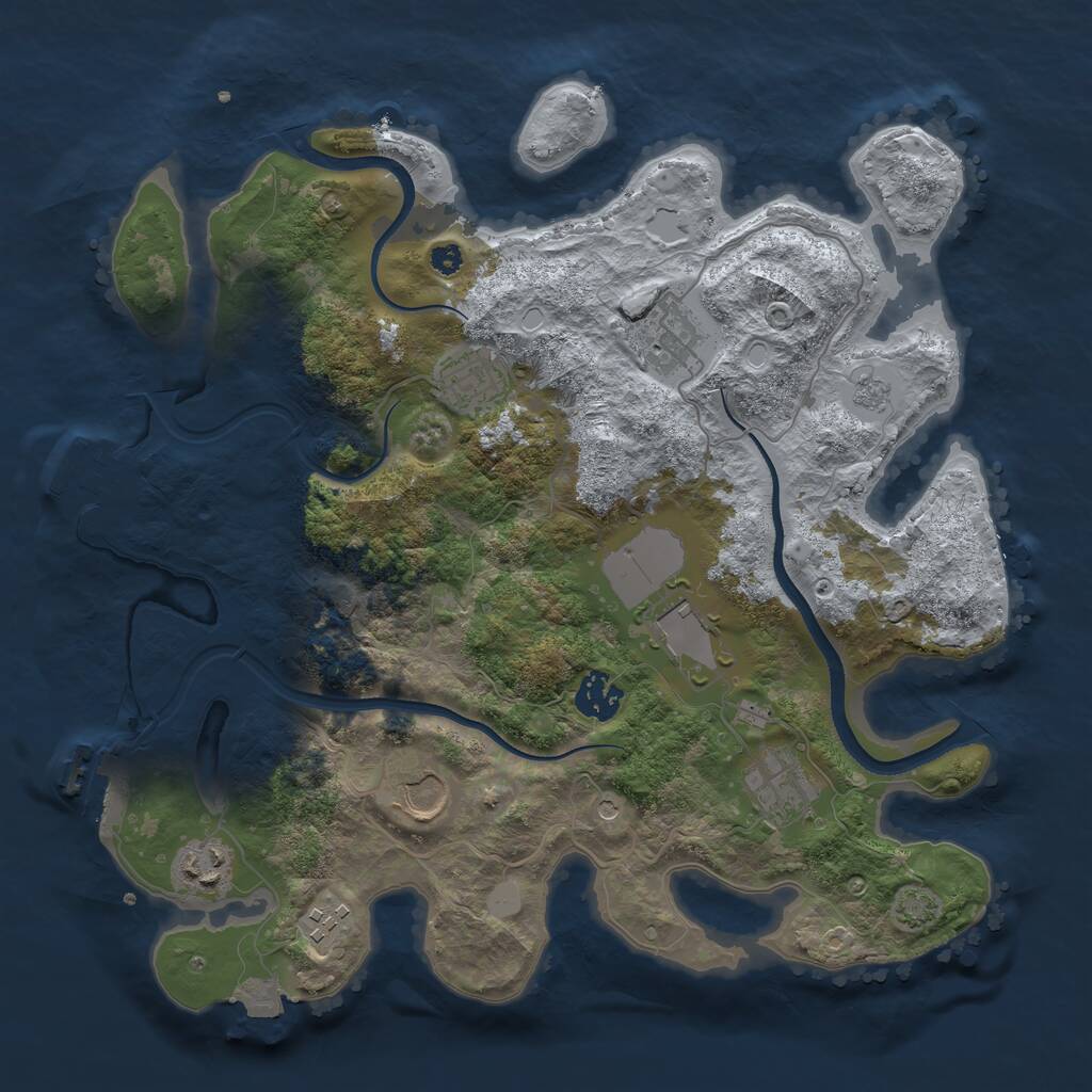 Rust Map: Procedural Map, Size: 3500, Seed: 818763832, 14 Monuments