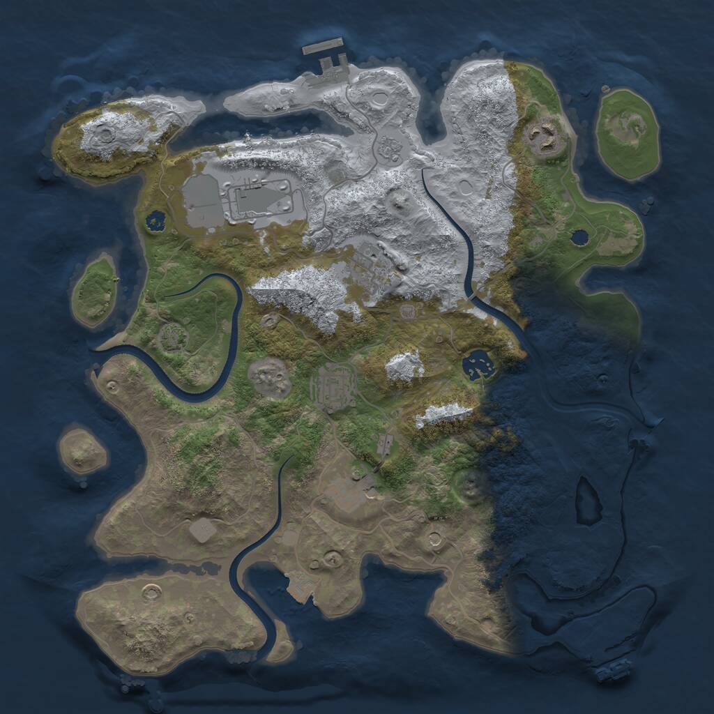 Rust Map: Procedural Map, Size: 3500, Seed: 346345643, 12 Monuments