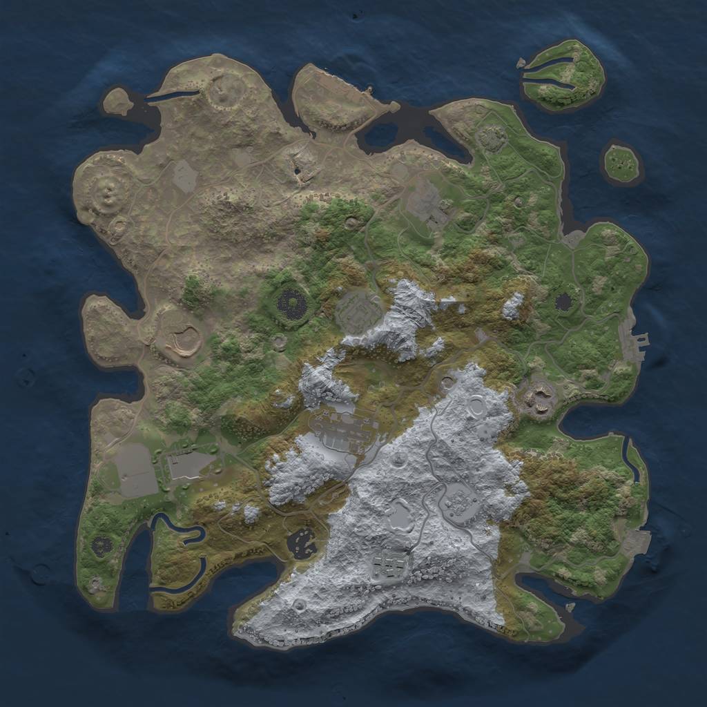 Rust Map: Procedural Map, Size: 3500, Seed: 526354, 16 Monuments