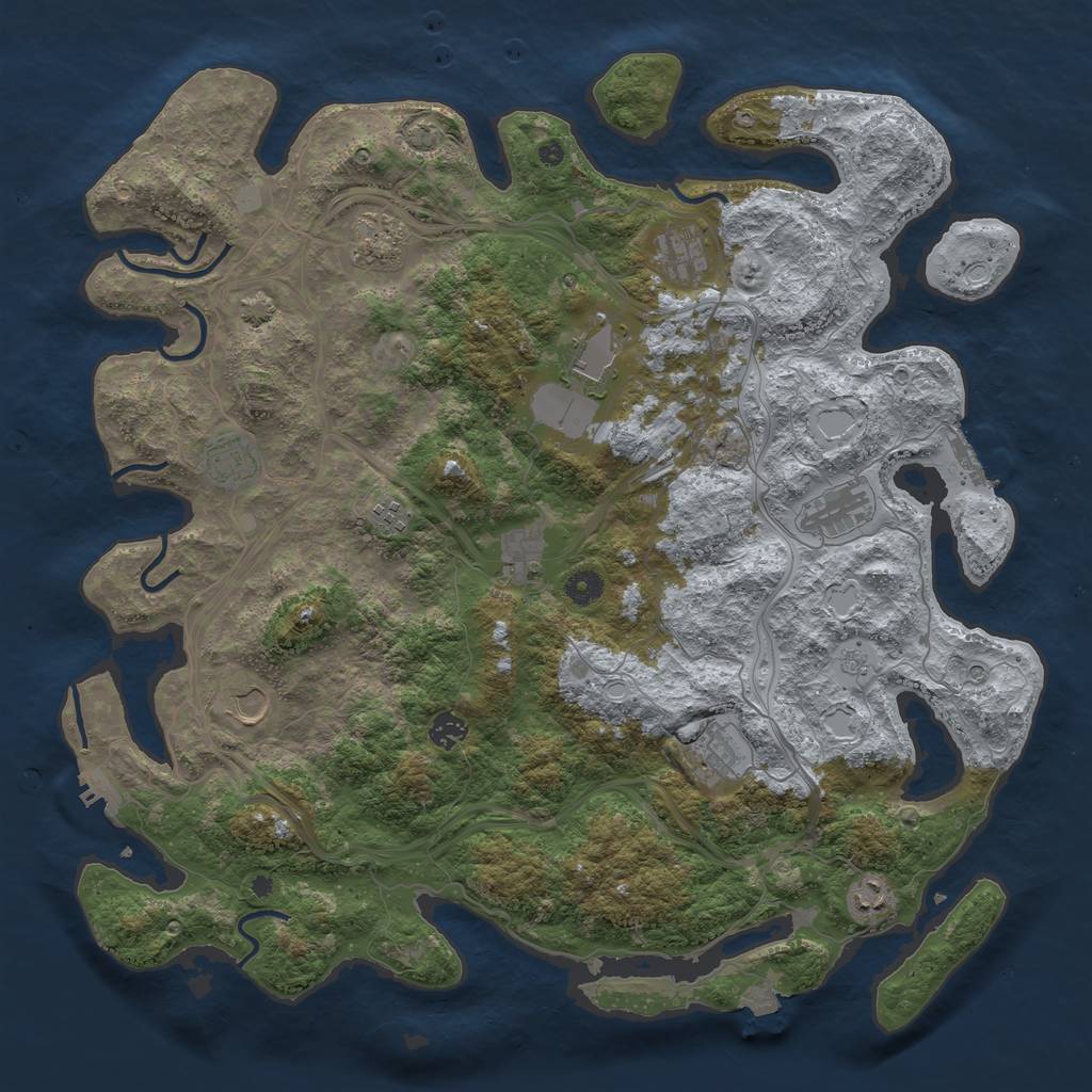 Rust Map: Procedural Map, Size: 4500, Seed: 355259074, 19 Monuments