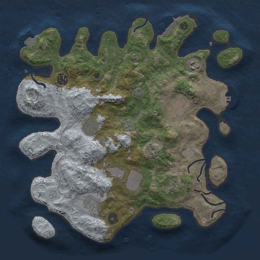 Rust Map: Procedural Map, Size: 3500, Seed: 545465, 16 Monuments