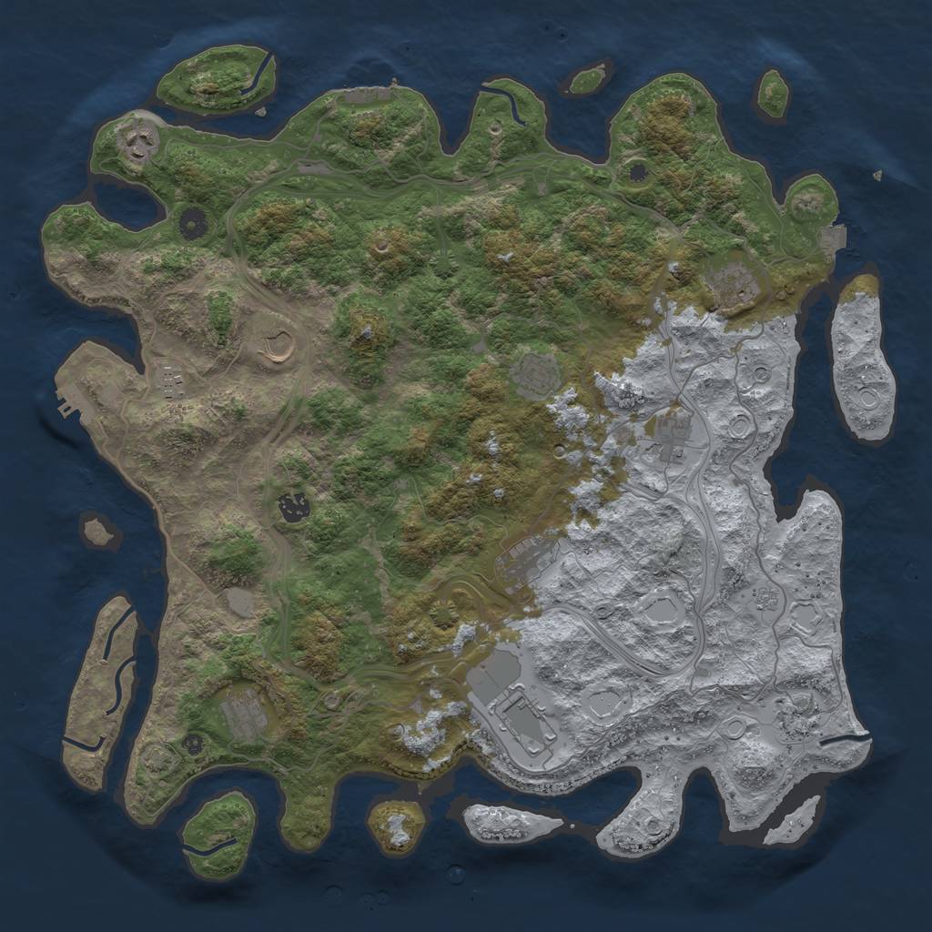 Rust Map: Procedural Map, Size: 4500, Seed: 1430712638, 19 Monuments