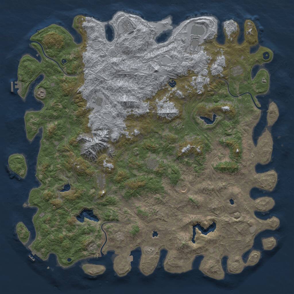 Rust Map: Procedural Map, Size: 6000, Seed: 138706341, 17 Monuments