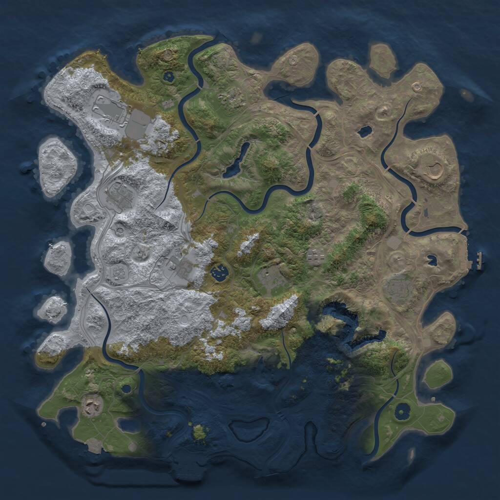Rust Map: Procedural Map, Size: 4500, Seed: 2131619342, 16 Monuments