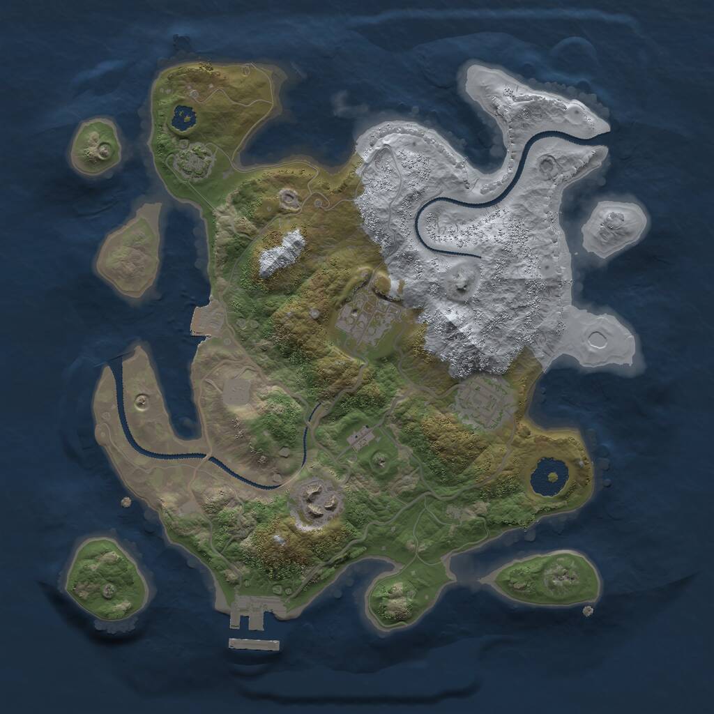 Rust Map: Procedural Map, Size: 2850, Seed: 684475214, 6 Monuments