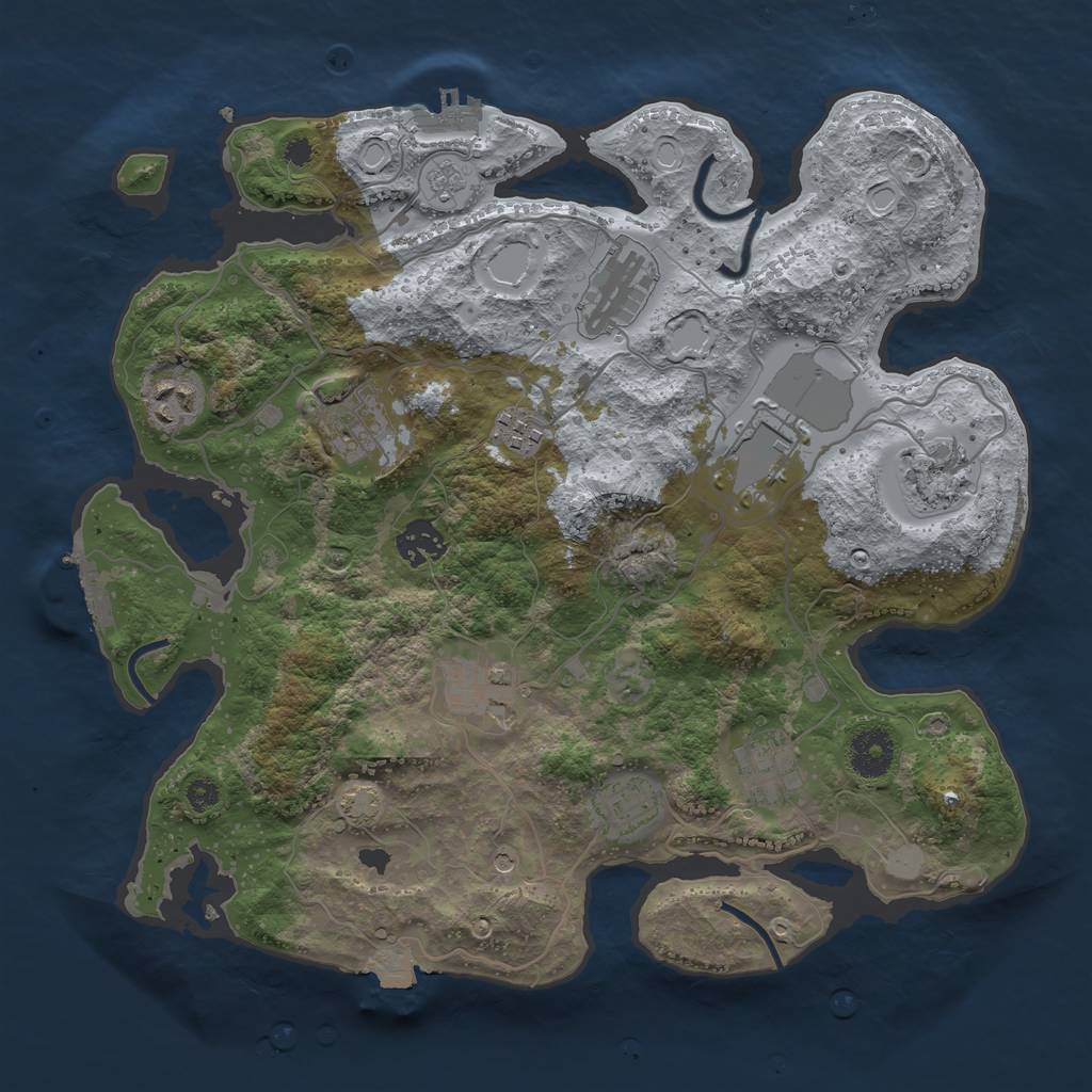 Rust Map: Procedural Map, Size: 3500, Seed: 77252185, 18 Monuments