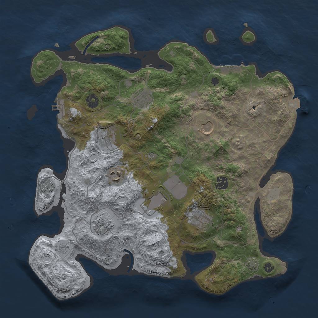 Rust Map: Procedural Map, Size: 3500, Seed: 939175435, 17 Monuments