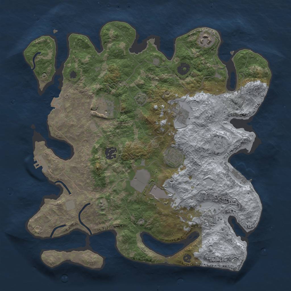 Rust Map: Procedural Map, Size: 3500, Seed: 1056257151, 14 Monuments