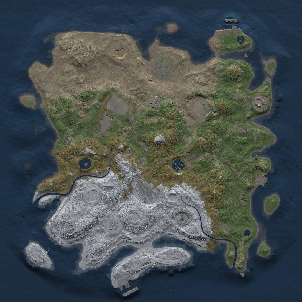 Rust Map: Procedural Map, Size: 3800, Seed: 39741269, 14 Monuments