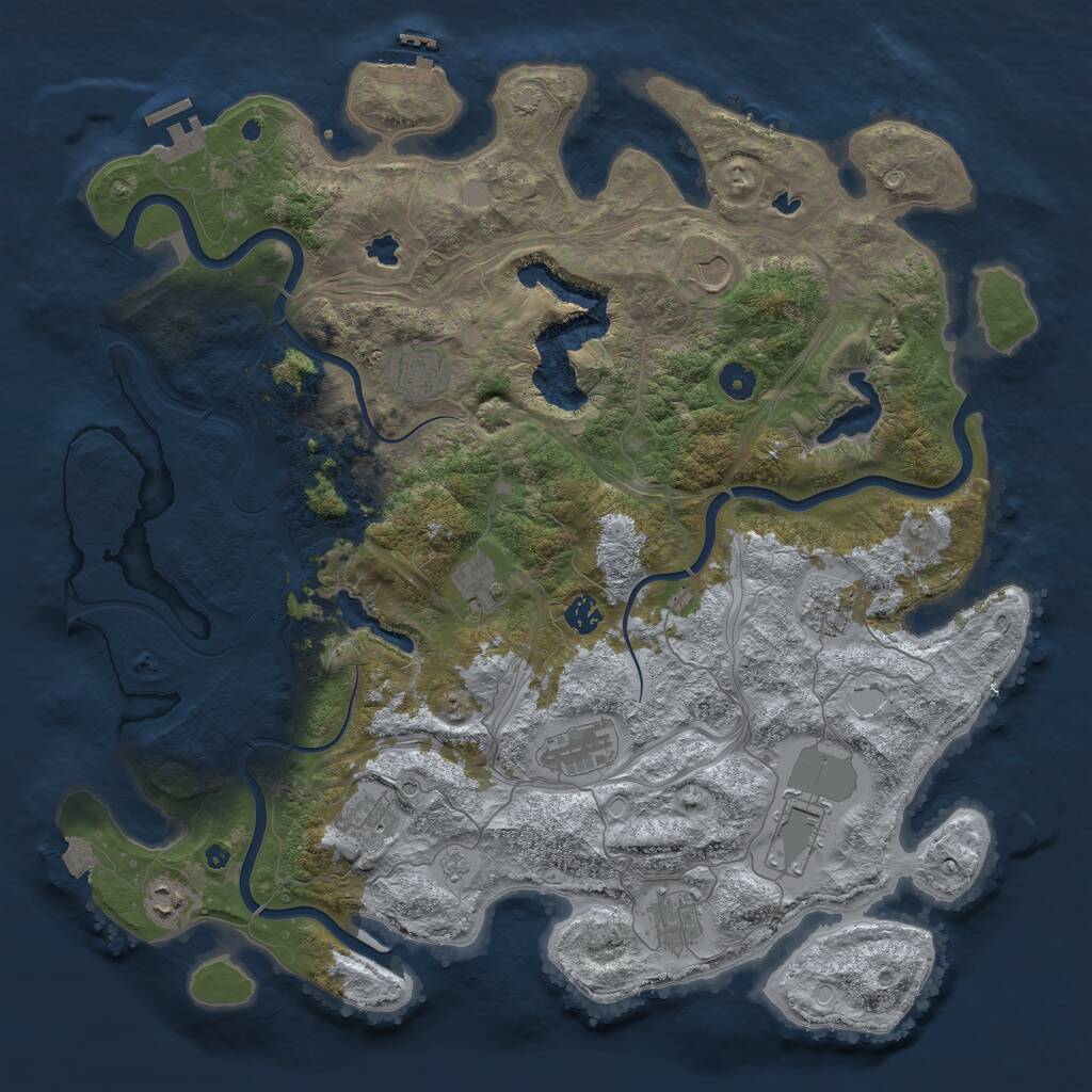 Rust Map: Procedural Map, Size: 4500, Seed: 1836993371, 17 Monuments