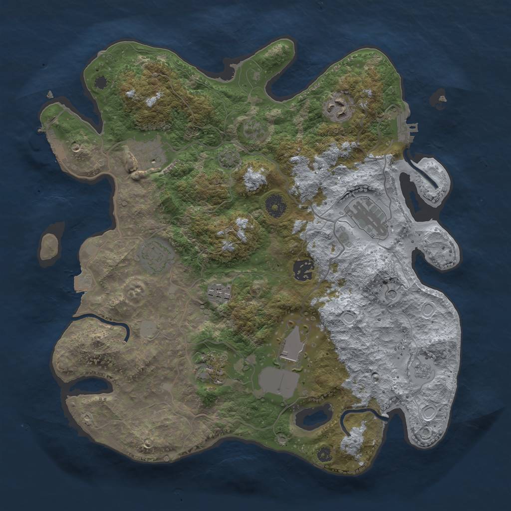 Rust Map: Procedural Map, Size: 3500, Seed: 68456, 16 Monuments