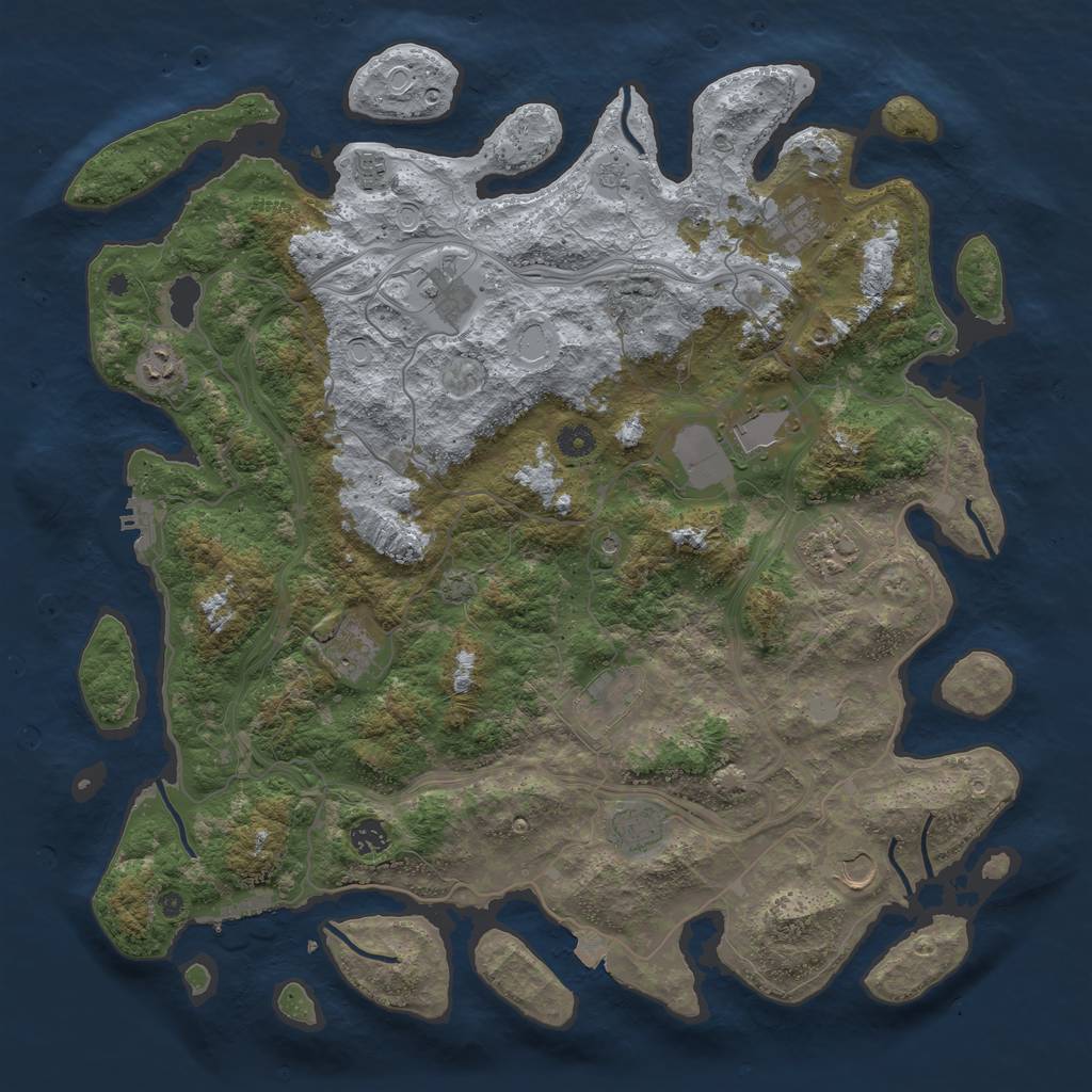 Rust Map: Procedural Map, Size: 4500, Seed: 977813374, 19 Monuments