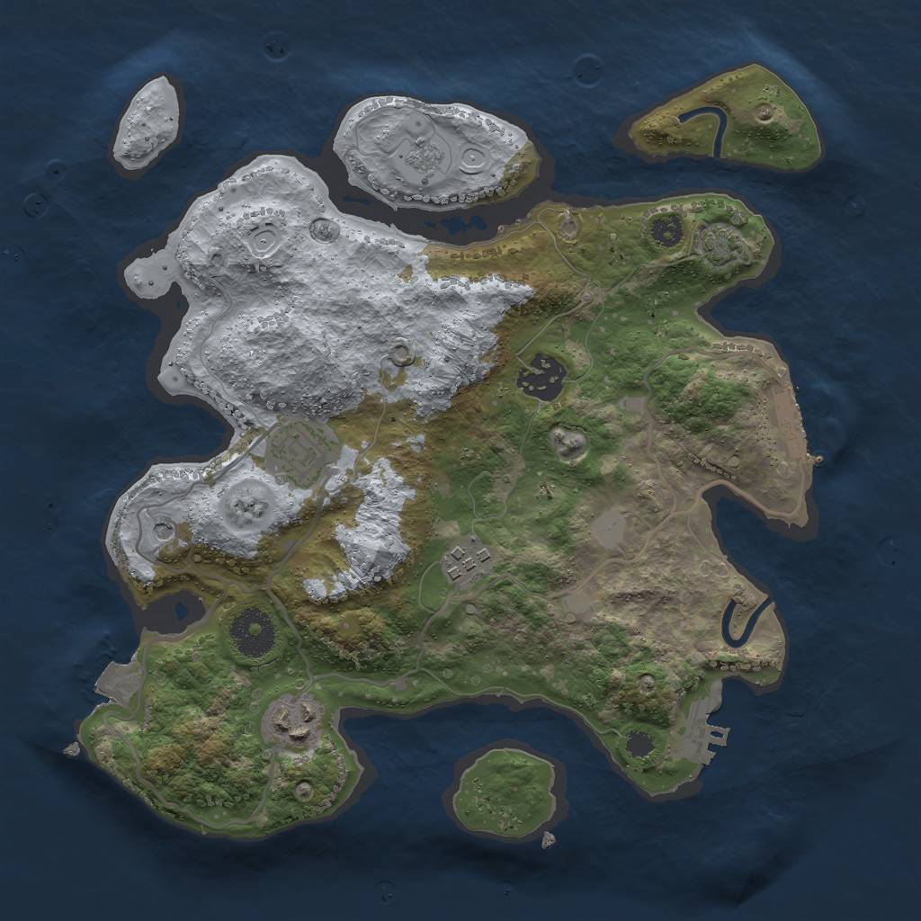 Rust Map: Procedural Map, Size: 3000, Seed: 2035380424, 12 Monuments