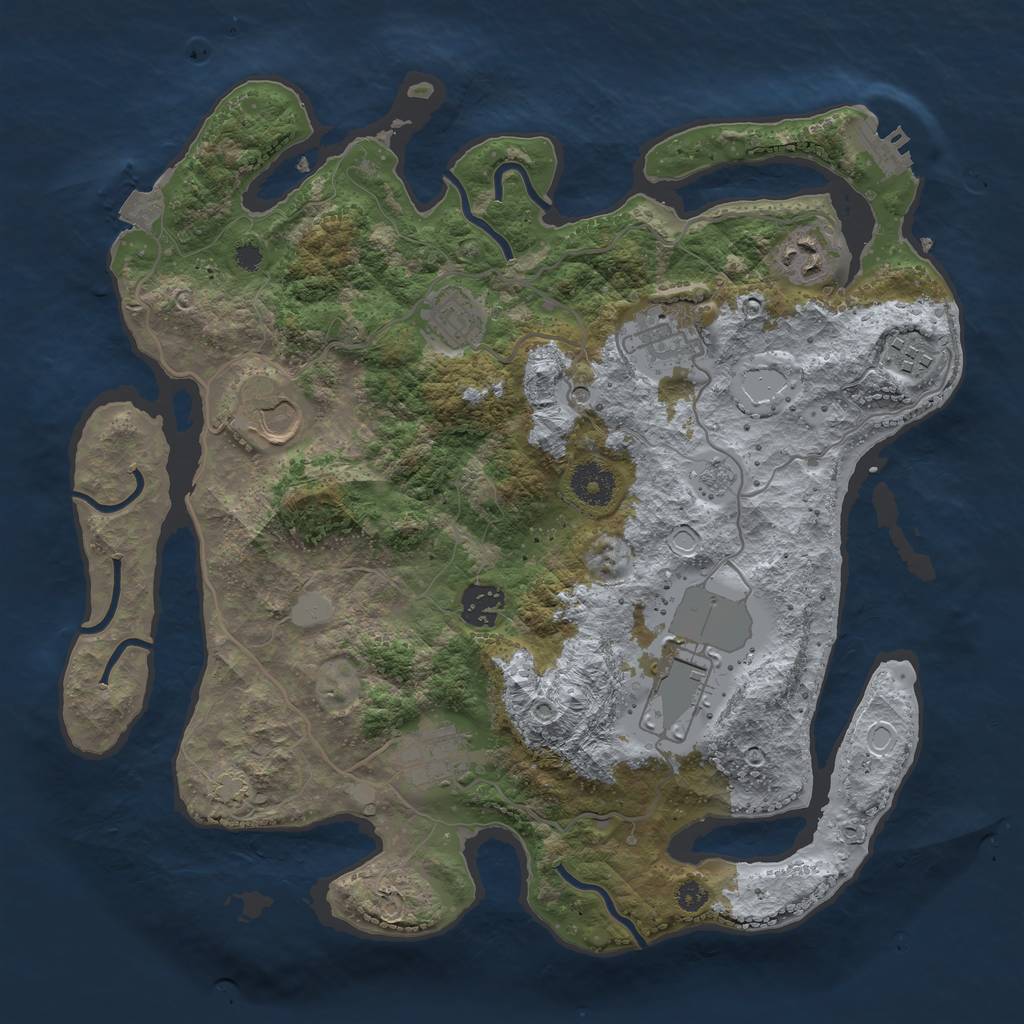 Rust Map: Procedural Map, Size: 3500, Seed: 528472769, 15 Monuments
