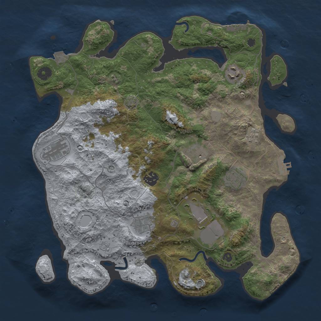 Rust Map: Procedural Map, Size: 3500, Seed: 208136871, 16 Monuments