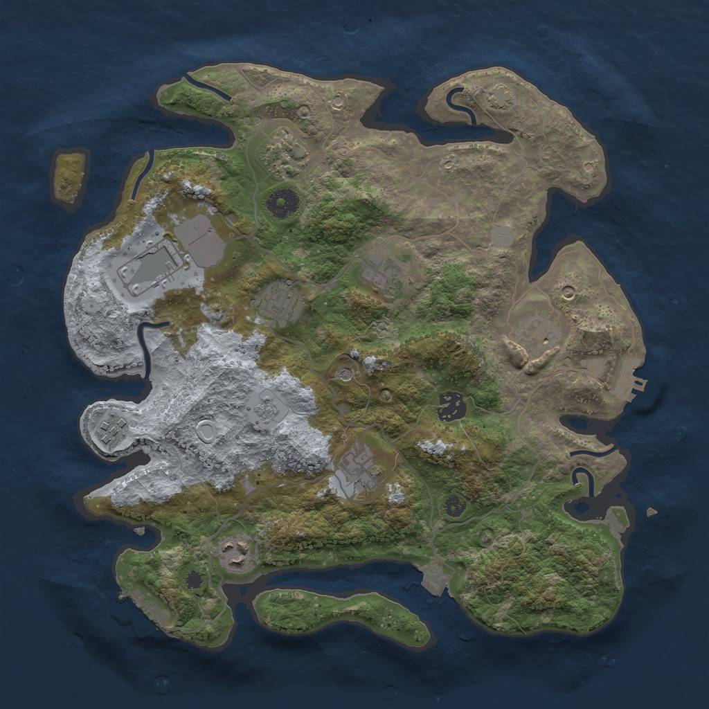 Rust Map: Procedural Map, Size: 3500, Seed: 1971901696, 17 Monuments