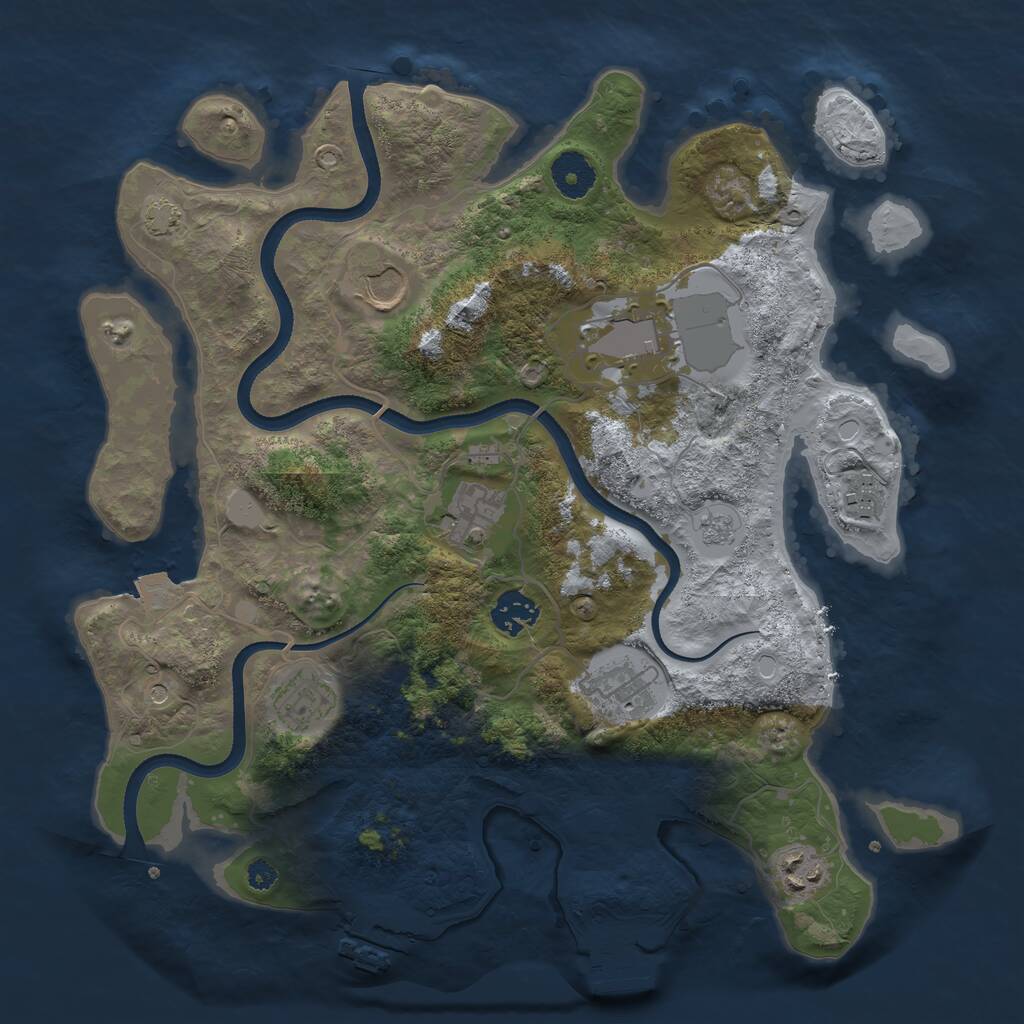 Rust Map: Procedural Map, Size: 3500, Seed: 389732918, 14 Monuments